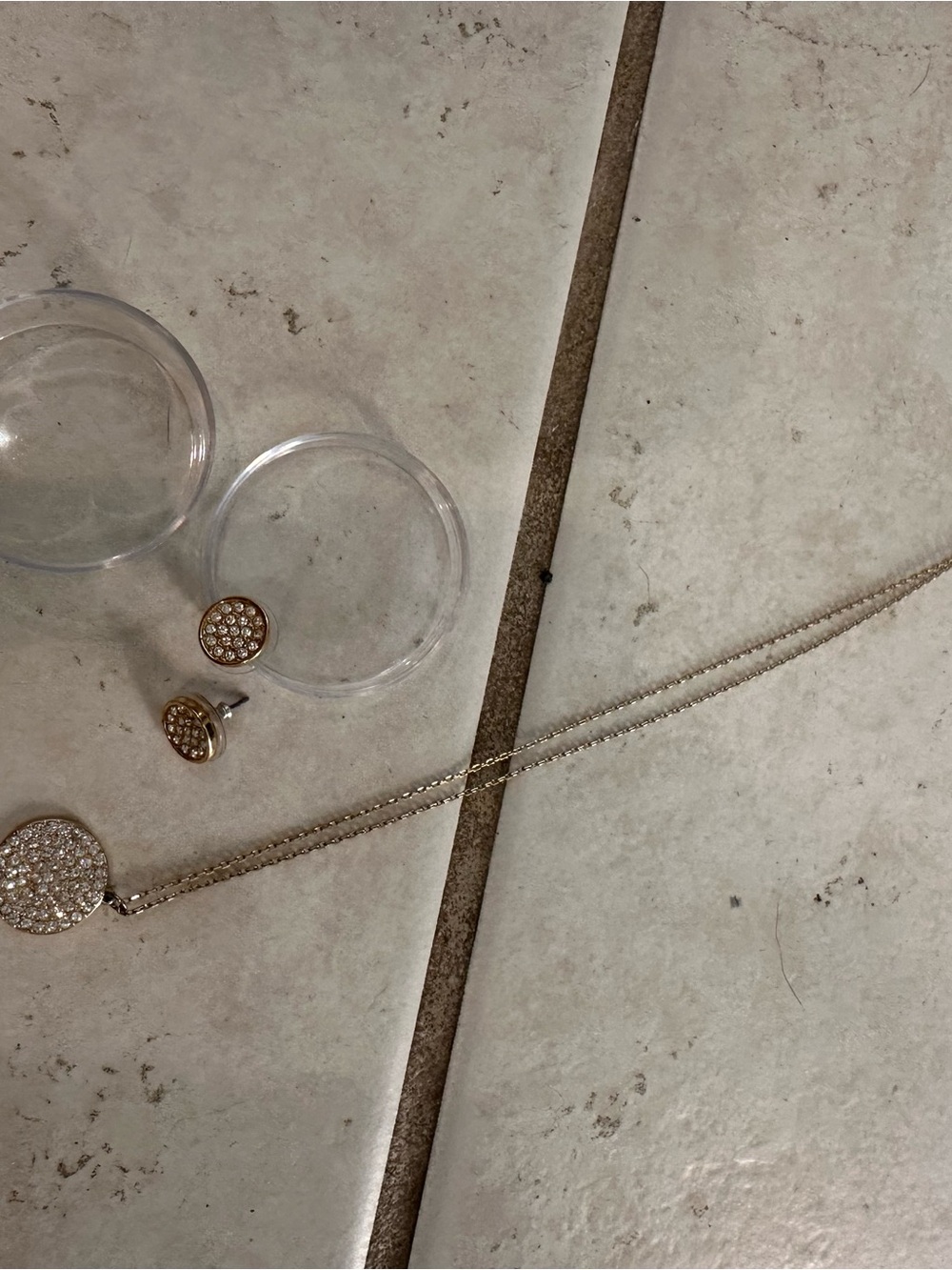 kate spade Gold and diamond Pavé Disc Necklace and Stud Earrings